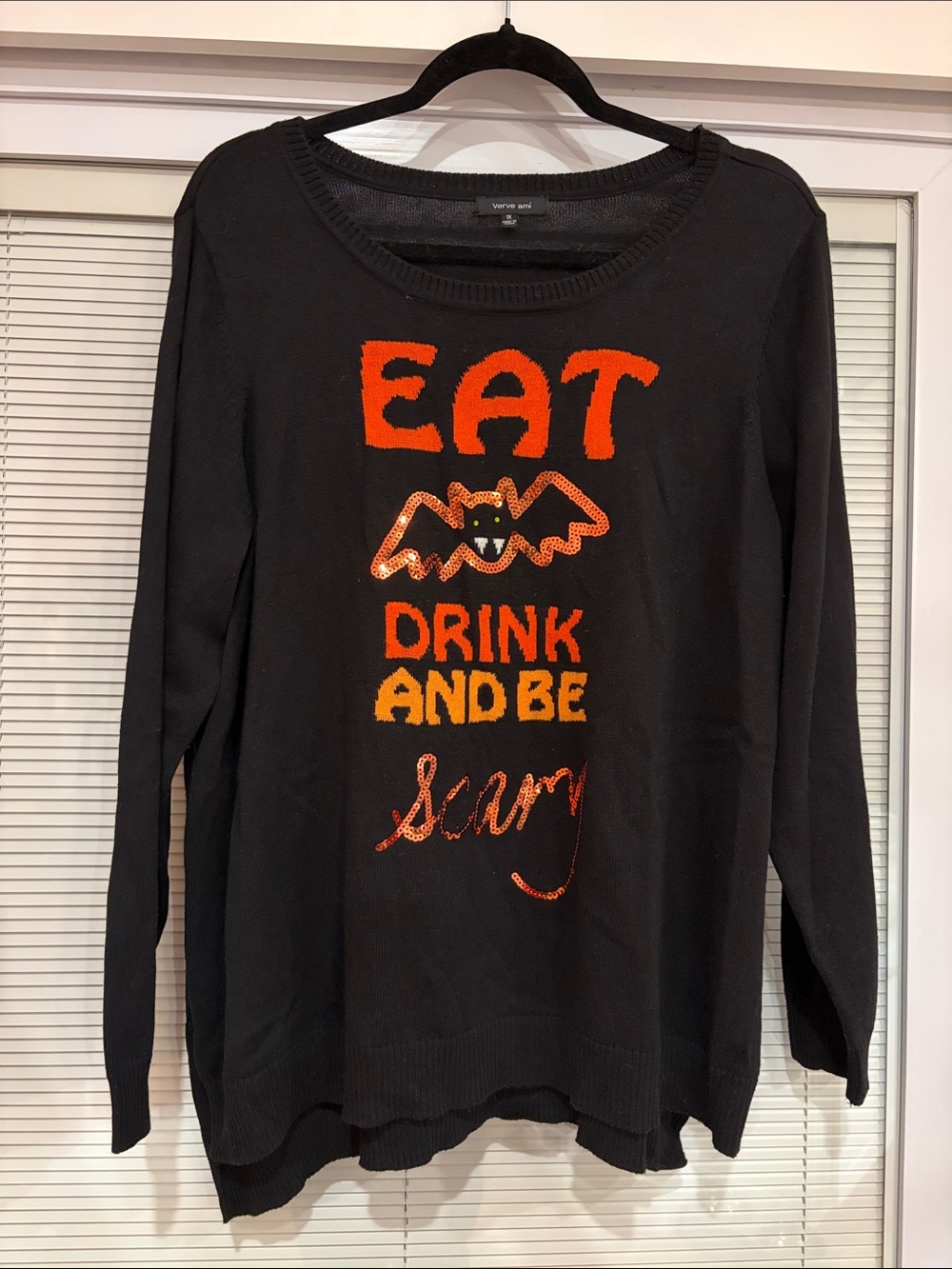 Verve Ami Halloween Sweater Eat Drink and Be Scary Size 1X